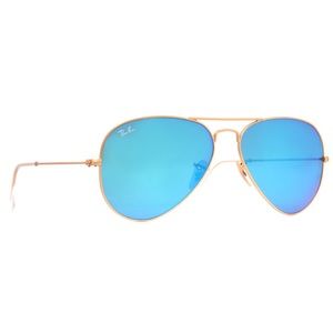 Ray Ban Aviator Unisex Blue Mirror Lens Sunglass